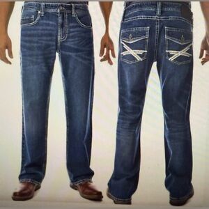 TK Axel Mens Slim Boot Cut Blue Denim Jeans Size 40x32